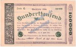Ahrweiler , Banknote 100.000 Mark Schein in kfr. Keller 28.a.25 , Rheinland 1923 Grossnotgeld - Inflation