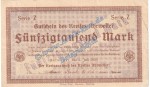 Ahrweiler , Banknote 50.000 Mark Schein in l-gbr. Keller 20.a.22 , Rheinland 1923 Grossnotgeld - Inflation