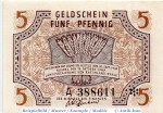 Geldschein über 5 Pfennig , Rheinland Pfalz , Alliierte Besatzung , Rosenberg 211 , Banknote vom 15.10.1947
