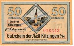 Kitzingen , Notgeld 50 Pfennig Schein in kfr. Tieste 3510.05.85 , Bayern 1920 Verkehrsausgabe