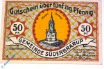 Notgeld Süderbrarup , 50 Pfennig Schein Nr 4 , Ohne Kennummer mit Stellvtr , Mehl Grabowski 1294.7 B , Schleswig Holstein Seriennotgeld