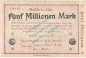 Ahrweiler , Notgeld 5 Million Mark -schwarz- in gbr. Keller 28.a.45 , Rheinland 1923 Grossnotgeld Inflation