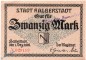 Banknote Halberstadt , 20 Mark Schein in in kfr. E , Geiger 209.03 , 01.12.1918 , Sachsen Großnotgeld