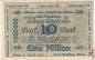 Bonn , Banknote 1 Million Mark Schein in gbr. Keller 520... Rheinland 1923 Grossnotgeld Inflation