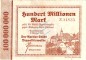 Dippoldiswalde , Banknote 100 Millionen Mark Schein in gbr. Bühn 1021.18 , Sachsen 1923 Inflation