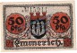 Emmrich , Notgeld 50 Pfennig -Kn 5,5 mm- in kfr. Tieste 1710.05.01 , Rheinland 1918 Verkehrsausgabe