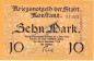 Konstanz , Banknote 10 Mark Schein in kfr.E , Geiger 292.02 , Baden 1918 Grossnotgeld