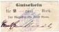 Mewe , Notgeld 2 Mark Schein in gbr.E , Diessner 233.5.c , Westpreussen o.D. Notgeld 1914-15