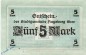 Notgeld Augsburg , 5 Mark Schein in kfr. E , Geiger 025.04 , 15.10.1918 , Bayern Großnotgeld 