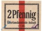 Notgeld Überlandzentrale Anhalt Dessau , 2 Pfennig Schein in kfr. Tieste 1340.15.16 A B , von 1921 , Anhalt Verkehrsausgabe