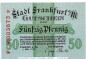 Notgeld Frankfurt , 50 Pfennig Schein in kfr. Tieste 1930.15.01 , von 1917 , Hessen Verkehrsausgabe