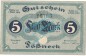 Pößneck , 5 Mark Notgeld Schein in kfr. Geiger 420.01.d , Thüringen 1918 Grossnotgeld