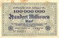 Solingen , Banknote 100 Millionen Mark Schein in gbr. Keller 4809.g , Rheinland 1923 Inflation