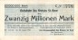 St. Goar , Banknote 20 Millionen Mark Schein in gbr. Keller 4716.c , Rheinland 1923 Inflation