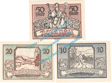 Abtenau , Notgeld Set mit 3 Scheinen in kfr. K-K 3... Salzburg 1920