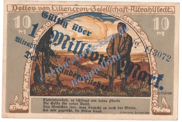 Altrahlstedt , Banknote 1 Million Überdruck Schein in f-kfr. Keller 84.a-d , Inflation 1923 ScAltrahlstedt , Banknote 1 Million Überdruck Schein in f-kfr. Keller 84.a-d , Inflation 1923 Schleswig Holsteinhleswig Holstein