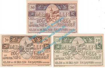 Ardagger S. Notgeld Set mit 3 Scheinen in kfr. K-K 51.c , Niederösterreich o.D.