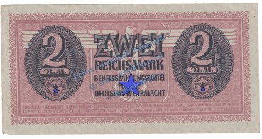 Banknote , 2 Mark Schein in kfr. DWM-7, Ros.506, M.37, deutsche Wehrmacht - 3. Reich