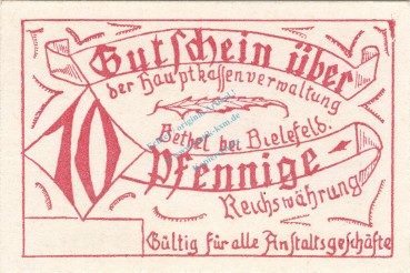 Bethel , Notgeld 10 Pfennig -o.Kn.- unc-kfr. Ti.0565.05.06 , Westfalen o.D. Verkehrsausgabe