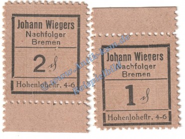 Bremen , Notgeld Wiegers 2 Scheine in kfr. Tieste 0895.145.01-02 , Niedersachsen o.D. Verkehrsausgabe