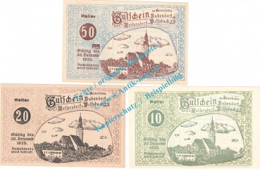 Bubendorf , Notgeld Set mit 3 Scheinen in kfr. K-K 112... Niederösterreich 1920