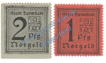 Darmstadt , Notgeld Set mit 2 Scheinen in kfr. Tieste 1300.15.35-36 , Hessen o.D. Verkehrsausgabe