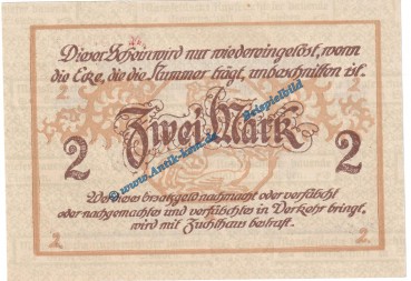 Eisleben , Banknote 2 Mark Schein in kfr. Geiger 123.11 o.D. Grossnotgeld Sachsen Anhalt