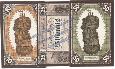 Eppelborn , Notgeld Set mit 3 Scheinen in kfr. M-G 339.1 , Rheinland 1921 Seriennotgeld