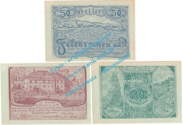 Feldkirchen a.d.D. Notgeld Set mit 3 Scheinen in kfr. K-K 197.c , Oberösterreich o.D.