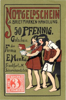 Notgeld Frankfurt , E. Menke , 50 Pfennig Schein , Mehl Grabowski 375.1 a , Hessen Seriennotgeld