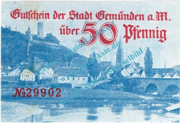 Gemünden , Notgeld 50 Pfennig Schein in kfr. Tieste 2170.05.30 , Bayern o.D. VerkehrsausgabeGemünden , Notgeld 50 Pfennig Schein in kfr. Tieste 2170.05.30 , Bayern o.D. Verkehrsausgabe