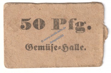 Gerbstedt , Notgeld Gemüse-Halle 50 Pfennig in gbr. Tieste 2200.15.15 , Sachsen Anhalt o.D. Verkehrsausgabe