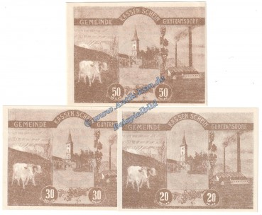 Guntramsdorf , Notgeld Set mit 3 Scheinen in kfr. K-K 310.c , Niederösterreich o.D.