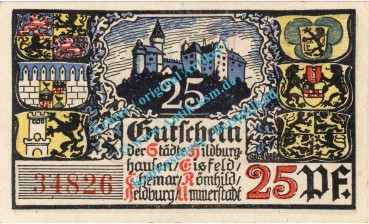 Hildburghausen , Notgeld 25 Pfennig Schein in kfr. Tieste 3020.05.05 , Thüringen o.D. Verkehrsausgabe