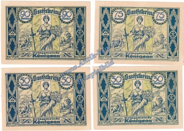 Königsau , Notgeld Set mit 4 Scheinen in kfr. K-K S.463.II.b , Oberösterreich 1920