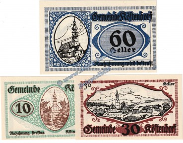 Köstendorf , Notgeld Set mit 3 Scheinen in kfr. K-K 469... Salzburg von 1920