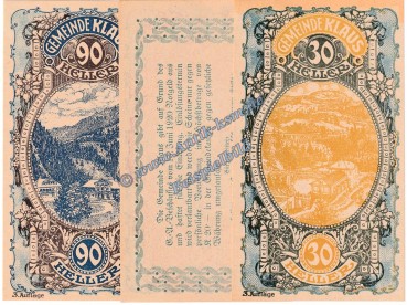 Klaus , Notgeld Set mit 3 Scheinen -grün- in kfr. K-K 454.III.b , Oberösterreich o.D.