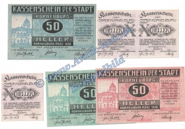 Korneuburg , Notgeld Set mit 5 Scheinen in kfr. K-K 466.. Notgeld 1920 Niederösterreich