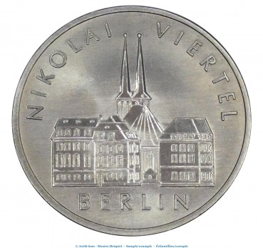 Kursmünze DDR , 5 Mark Münze -Nikolai Viertel- von 1987 , bfr. vz. , Jäger 835 , Staatsbank DDR