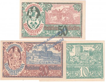 Langenstein, Notgeld Set mit 3 Scheinen in kfr. K-K 502.I.a , Oberösterreich o.D.