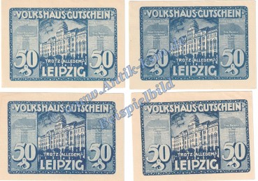 Leipzig , Notgeld Set mit 4 Scheinen -blau- in kfr. M-G 786.1 Seriennotgeld o.D. Sachsen