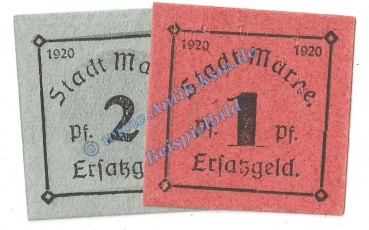 Marne , Notgeld Set mit 2 Scheinen in kfr. Tieste 4425.10.01-02 , Schleswig o.D. Verkehrsausgabe