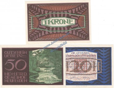 Neufelden , Notgeld Set mit 3 Scheinen in kfr. K-K 644.I.a-b , Oberösterreich o.D.