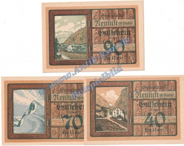 Neustift , Notgeld Set mit 3 Scheinen in kfr. K-K 667.a Notgeld o.D. Tirol