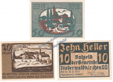 Niederwaldkirchen , Notgeld Set mit 3 Scheinen in kfr. K-K S.673.I , Oberösterreich o.D.