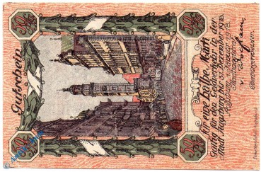 Notgeld Augsburg , eine halbe Mark Schein , Drfa Vs , Tieste 0260.130.55 , von 1918 , Bayern Verkehrsausgabe