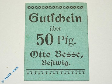 Notgeld Bestwig , Otto Besse , 50 Pfennig Schein , Tieste 0560.05.04.A , Westfalen Verkehrsausgabe