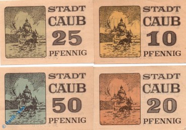 Notgeld Caub , Set mit 4 Scheinen , Tieste 1110.05.01 bis 04 , Hessen Verkehrsausgabe