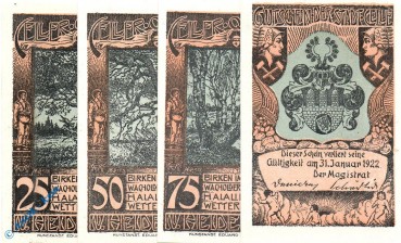 Notgeld Stadt Celle 226.4 , Heidebilder Set mit 4 Scheinen in kfr. o.D. Niedersachsen Seriennotgeld