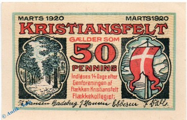 Notgeld Christiansfeld , dänisch Nord Schleswig , vollständiger Satz mit 1 Schein , Seriennotgeld , 229.1 , von 1920